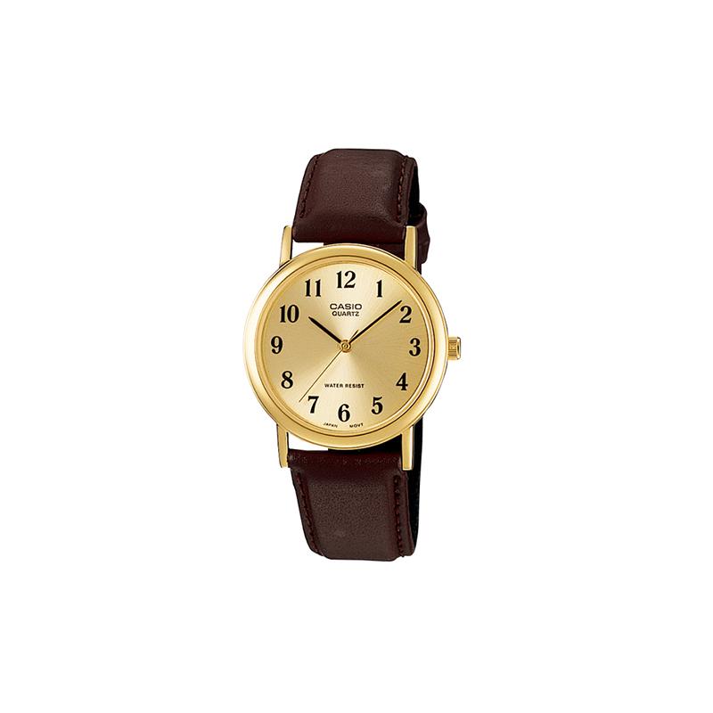

Casio STANDARD series, simple, fashionable, business and casual, classic pointer, digital scale, waterproof, quartz movement, leather MTP-1095Q-9B1 золотой
