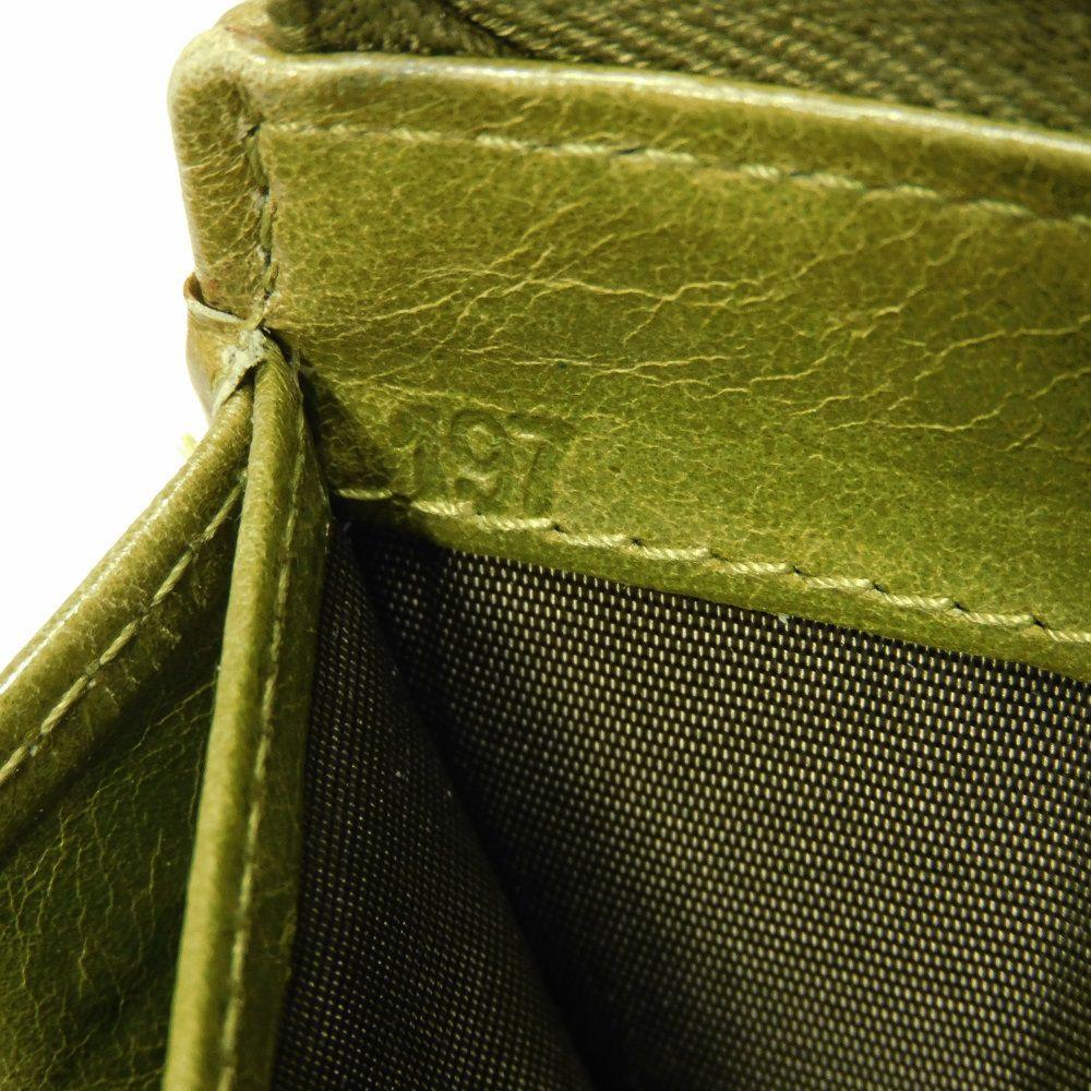 Used Matelasse Zip Around Wallet (12166) with wrinkled L-shaped zipper (5M1183 7940) Logo Metal Light Green Women's
