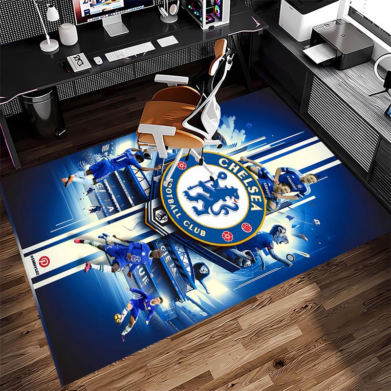 1pc Chelsea FC logo Print Area Rug - Soft,Washable Non-Slip Indoor Mat for Office Chairs,Living Room,Home Office Decorative Rug