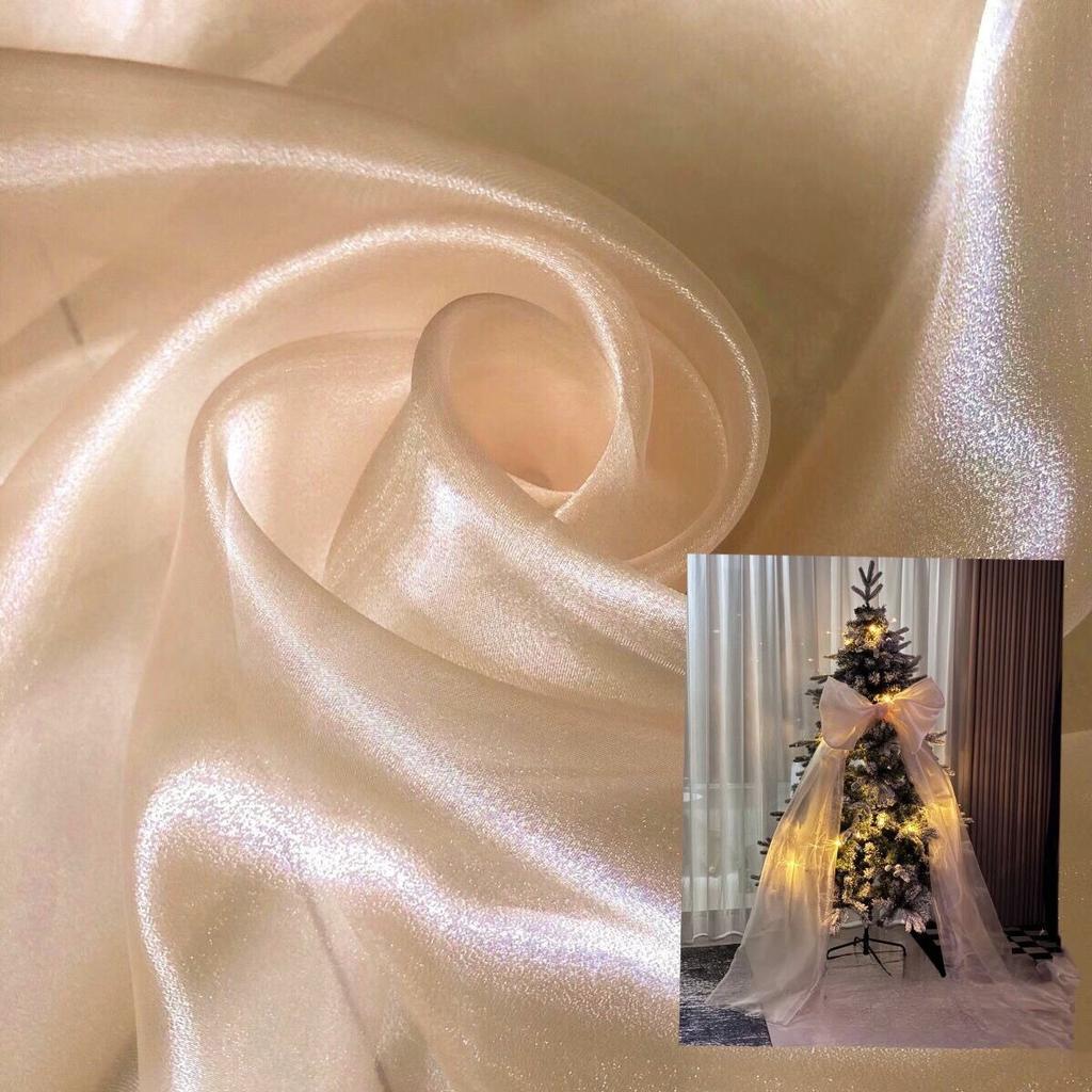 DIY Christmas Tree Bow Decoration Transparent Pearlescent Slightly Hard Organza Fabric Wedding Floral Wedding Dress Gowns Fabric