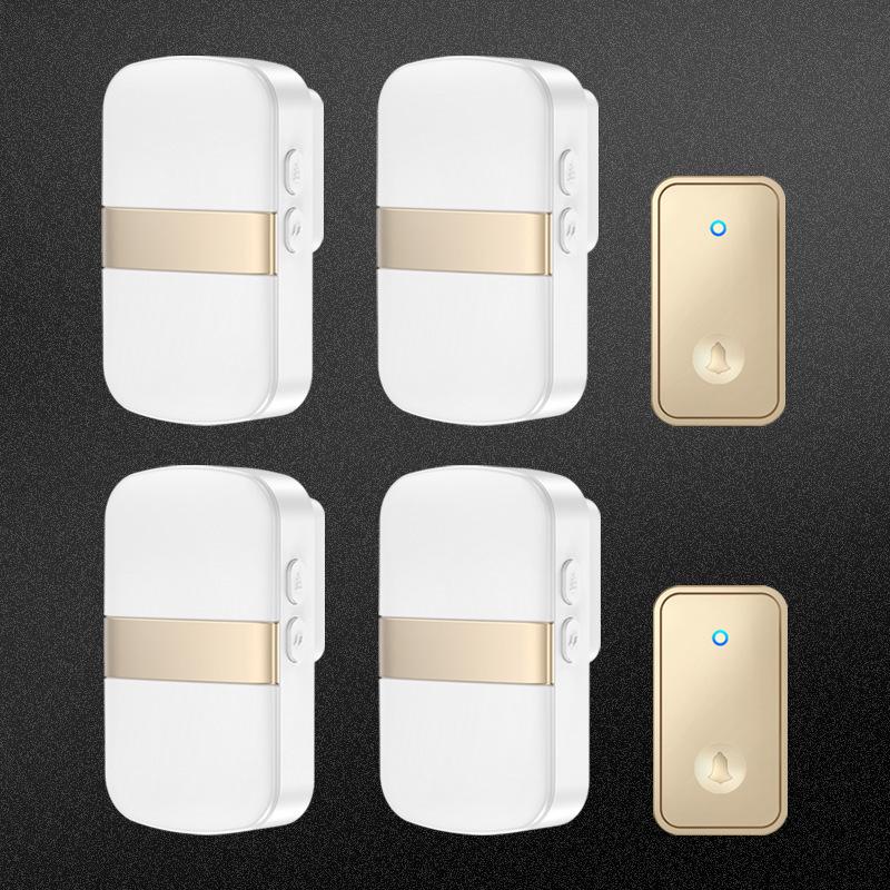 Smart Wireless Doorbell: Self-Powered, Ultra-Long Range, Two-in-Four Design, with Elderly Call Button золотой
