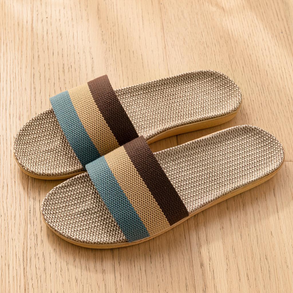 Sommer Damen Leinen Hausschuhe Leicht Flach Haus Pantoletten Mode Bequem Rutschfest Hausschuhe Innen Herren Wohnzimmer Hausschuhe