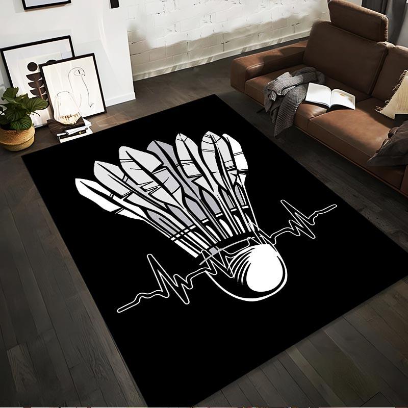 

Badminton Shuttlecock Design Black Carpet with Heartbeat Pattern Suitable for use as an anti-slip for living room bedroom sofas 40x60cm( 15x23in )