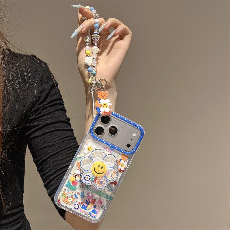 Étui Magnétique Tournesol Pailleté Ours pour iPhone 17/16 Pro Max/15/14