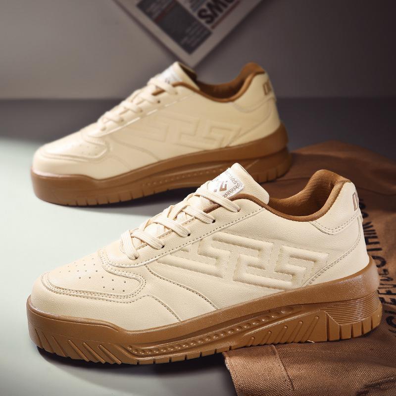 

Shoes men s 2025 autumn new national tide style retro versatile casual board shoes muffin round head sports shoes men 39 бежевый