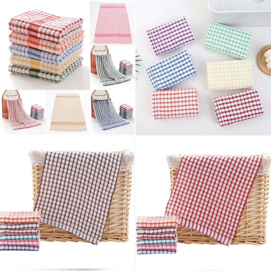 Polyester Plaid Tea Towel For Kitchen Cleaning And Home Use