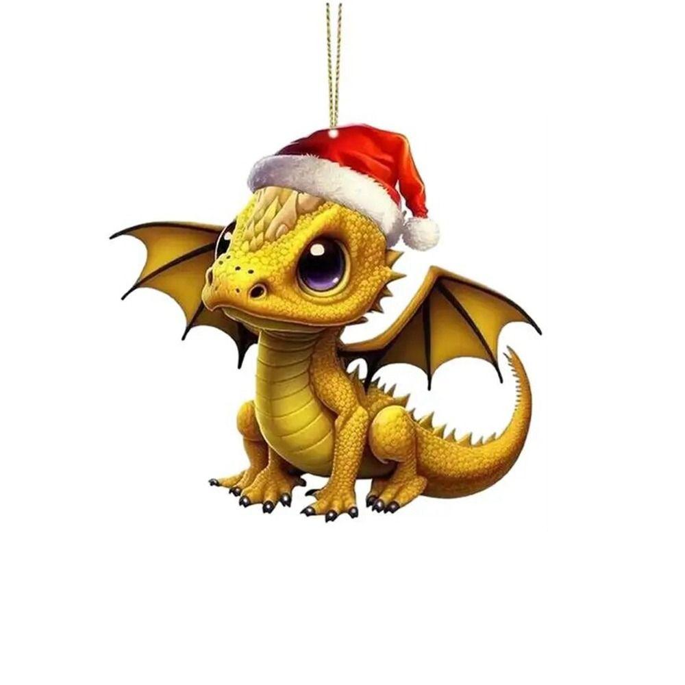 Hanging Christmas Dinosaur Decors Acrylic Christmas Cartoon Dragon Pendant  Car Rear View