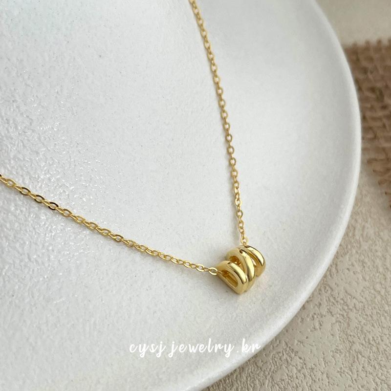 

Cuiyan S925 Silver Geometric Ripple Necklace - Simple Korean Style Clavicle Chain for Women золотой