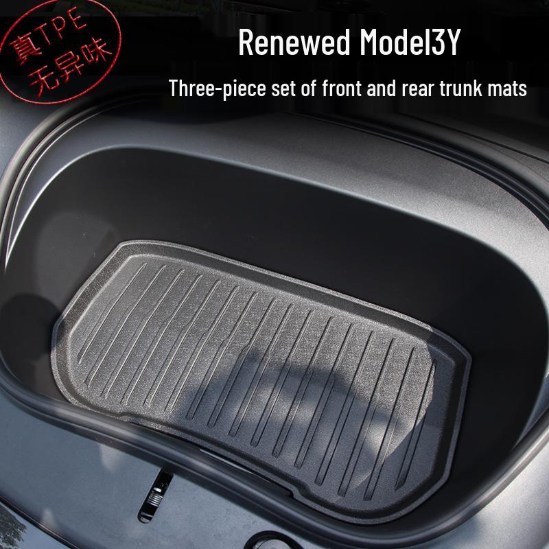 25-Year Tesla Model 3/Y Front & Rear Trunk Mats - Waterproof TPE Upper & Lower Compartment Liners