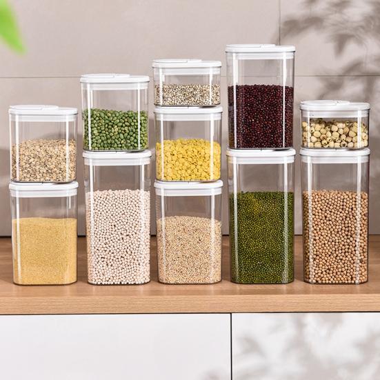 Airtight Food Storage Container Clear Plastic Container with Flip-Top Lids for Kitchen Pantry Organization Dry Food Storage Jar for Sugar Flour