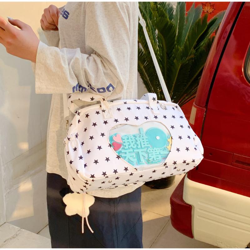 Kawaii Starry Sky Ita Bag Large Capacity Japanese Anime Shoulder Bag With Clear Display Window Cute Angel Wing Crossbody Handbag