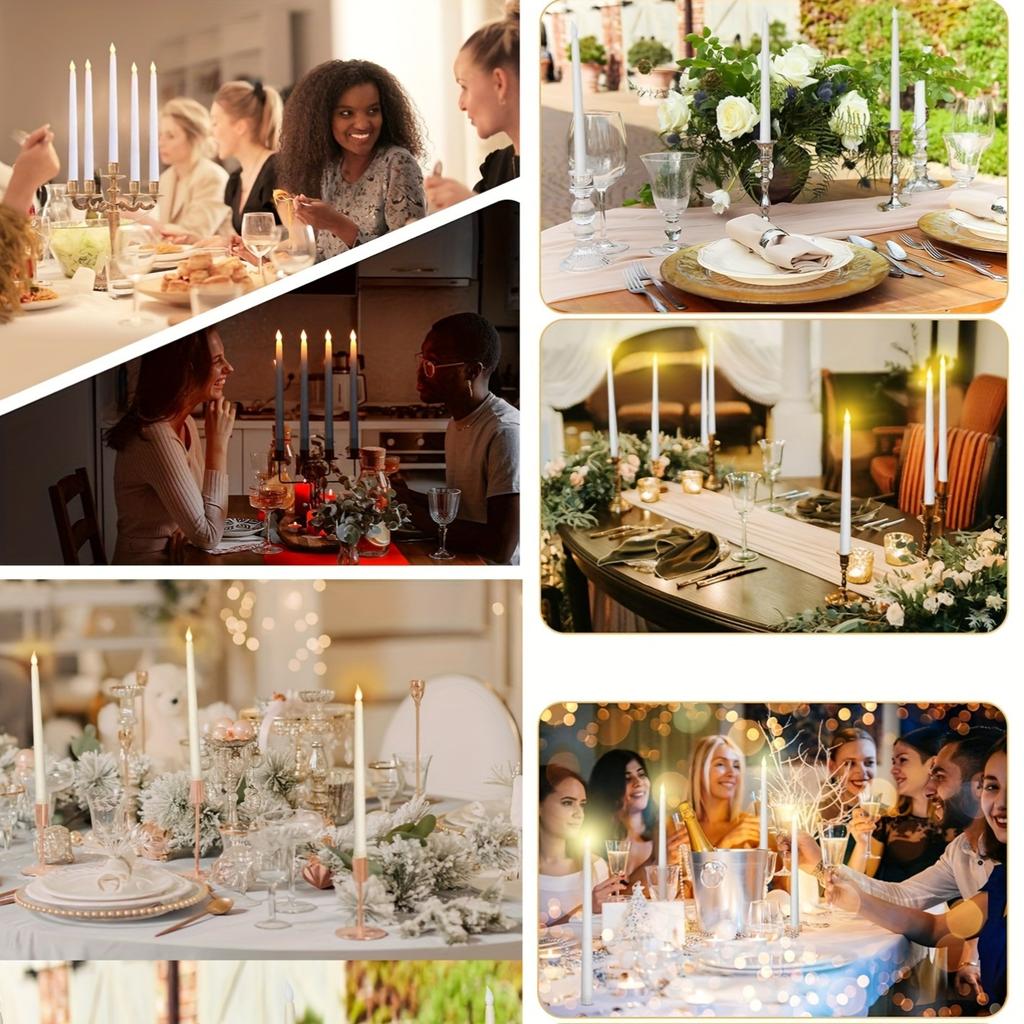 3/6Pcs LED Flameless Electronic Candles Battery Powered Taper Long Candle Light for Party Wedding Home Decoration Flashing Lamp