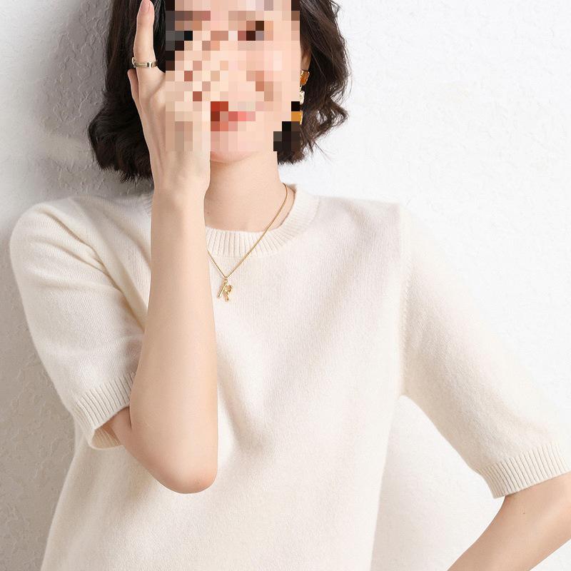 

Spring New Cashmere Women s Round Neck Half-Sleeve Knit Sweater Extra Extra Large