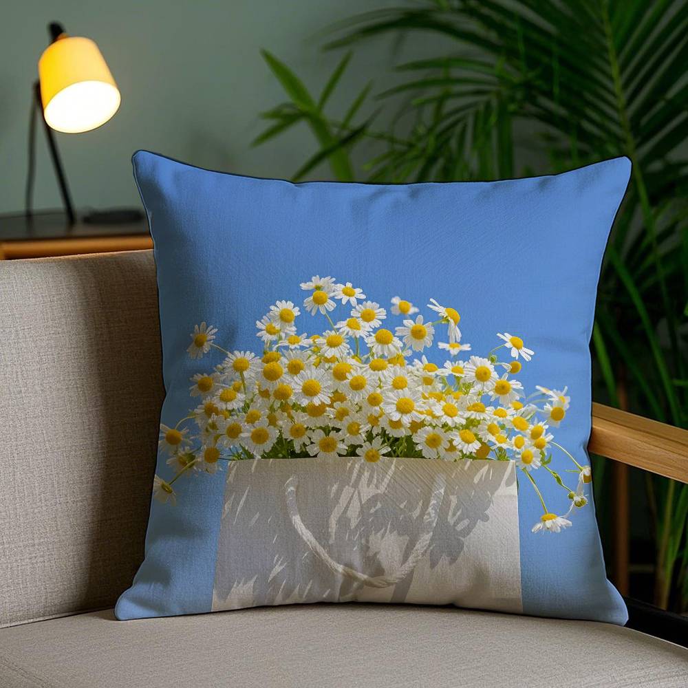 Symbole der Unschuld und Hoffnung Gänseblümchen Kissenbezug Milbenabweisender Kissenbezug Unsichtbarer Reißverschluss Seidig kurzer Plüsch Sofakissenbezug