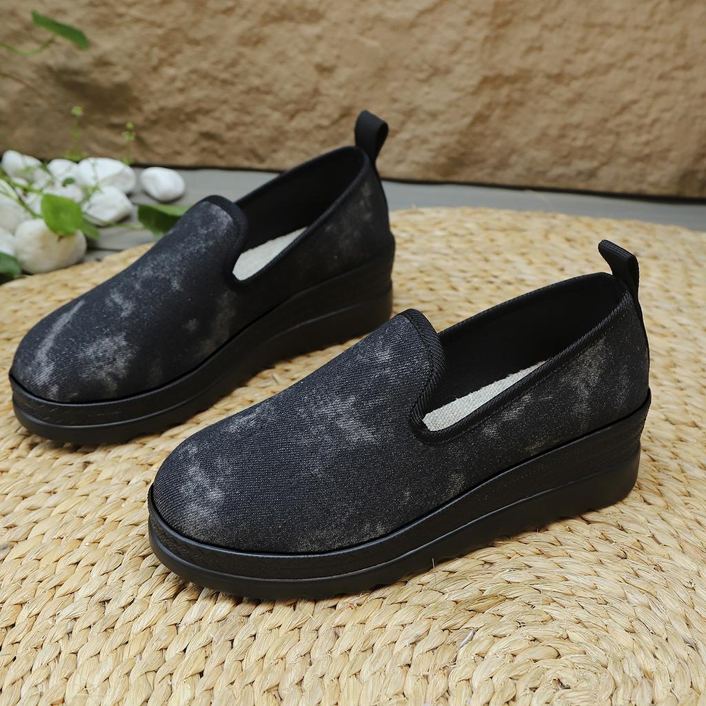 2025 New Comfortable Versatile Wedge Heel Slip On Shoes Autumn Retro Design Shallow Mouth Casual Single Shoes for Women