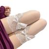 Thigh High Stockings for Women's Lace Top Sheer Silk Stocking Tights with Bowknot Accent Over Knee Long Socks Lingerie