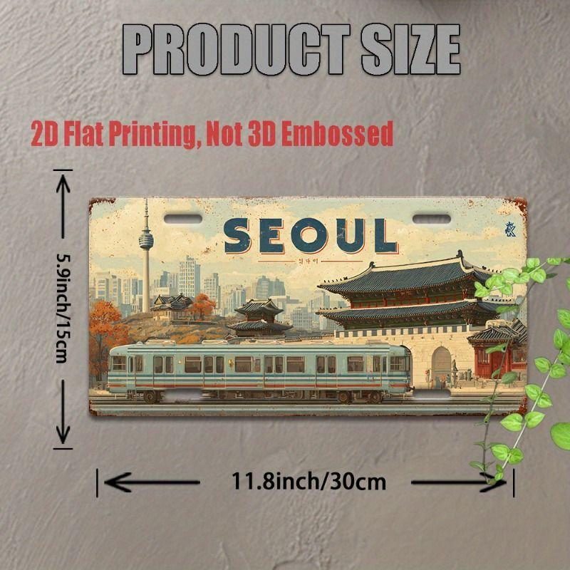 Retro Metal Wall Art Travel Cityscape Decor for Living Room Bedroom Cafe
