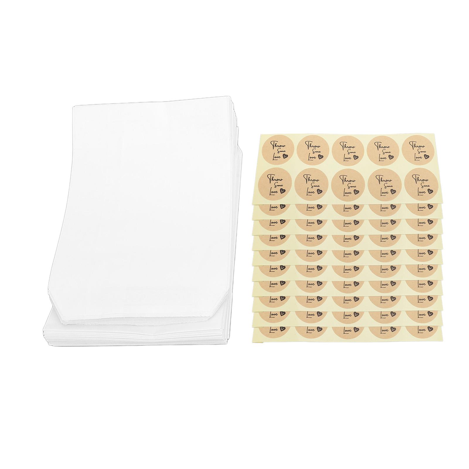 

100 шт. плоских бумажных пакетов со 100 наклейками, самоклеящиеся белые полупрозрачные бумажные пакеты для