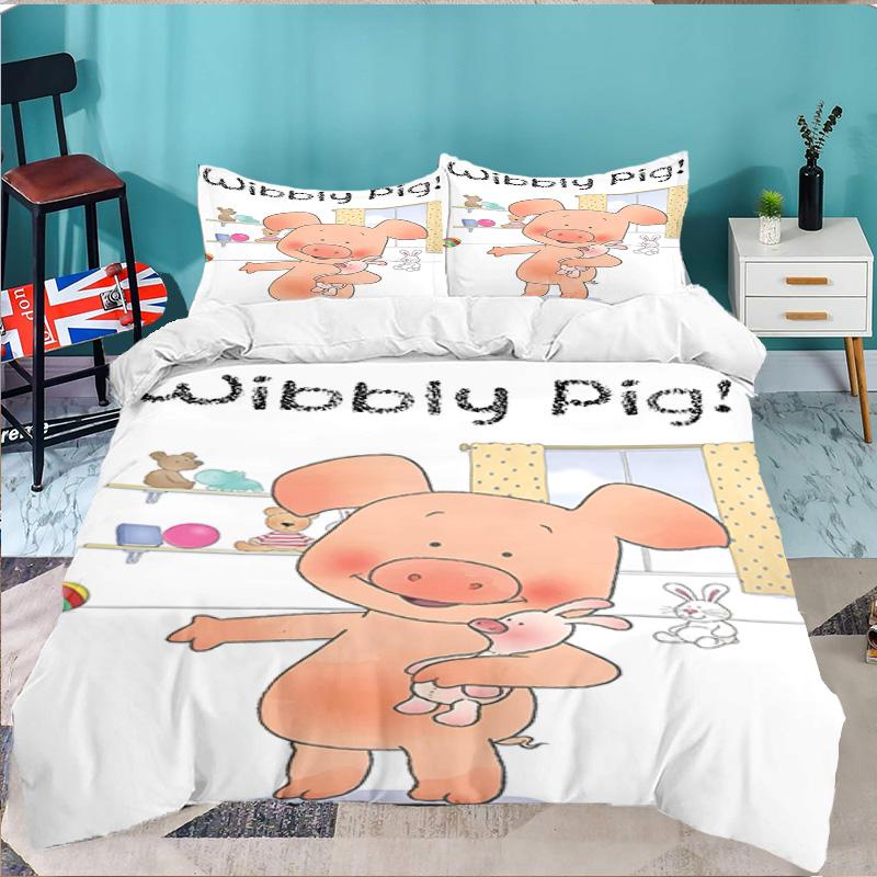 Wibbly Pig Adventure 3PCS Bedding set,Ideal for 1pc Duvet Cover And 2pcs Pillowcases Perfect for Fan gift,Ideal for Bedroom, Dormitory