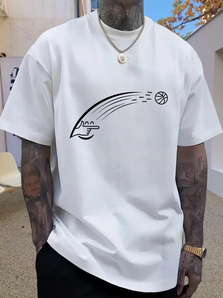 Unisexs Cotton Crew Neck Short Sleeve Tee Basketball Shooting Hand Minimal Graphic Sport Loose Athletic Daily Street Male Youth Top