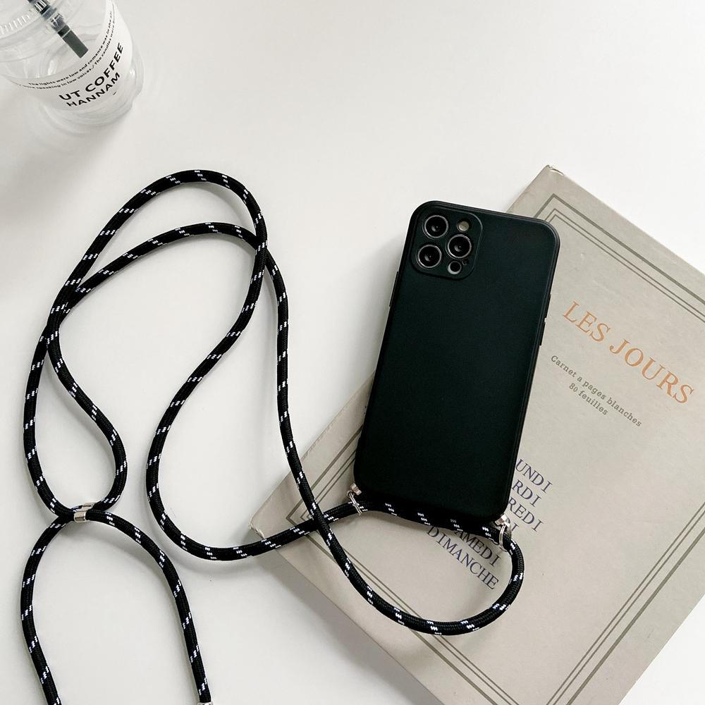

Crossbody Lanyard Strap Rope Phone Case For Samsung Galaxy A06 A05s A04e A03 A02 A01 A70 A50 A30 A20S A10 Necklace Cover Galaxy A10&Case & Strap чёрный
