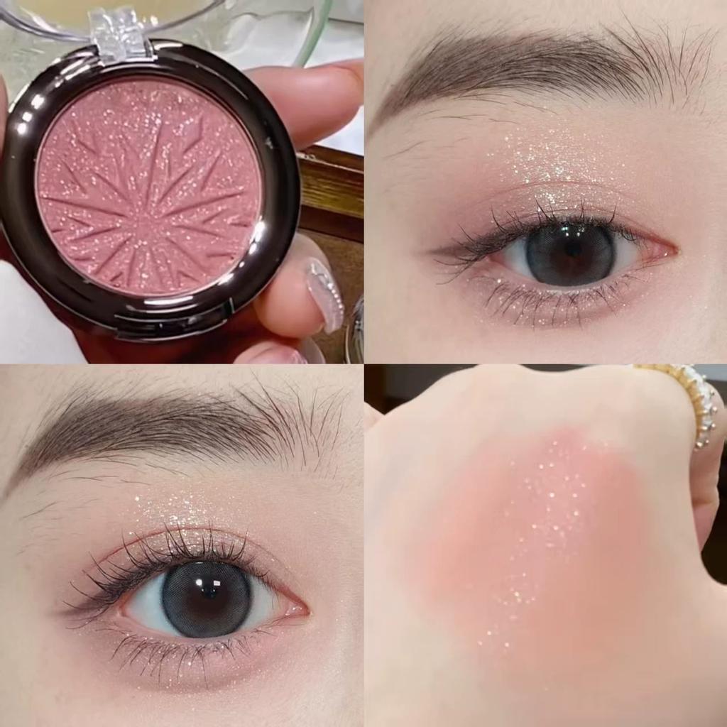 Wooden Gray Crushing Flash! Grapefruit Xiaoxi Multi-Purpose Pink Diamond Flash Eye Shadow Blush Highlight Brightening Single Makeup