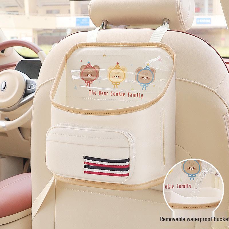 Multifunctional Car Seat Back Organizer with iPad Holder and Trash Can