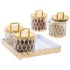 Airtight Dry Fruit Container Set With Tray|Plastic Dry Food Storage|500Ml, Set Of 4 (Golden)