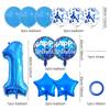Blue Birthday Balloons Set 32inch Blue Number Stars Foil Ballon Boys Happy Prince Navy Ocean 1st 2nd 3rd 4th Birthday Balloon