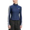 adidas Giacca da Donna Originali a Strisce con Collo Alto e Zip Manica Lunga Slim Giubbotti Blu Mezzanotte JD5023