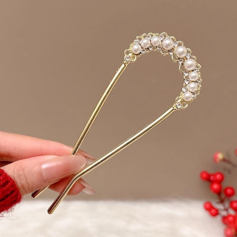 Elegant U-Shaped Chinese Hairpin: Women's Bun Tool, Decorative Insert Comb, Premium Hair Accessory