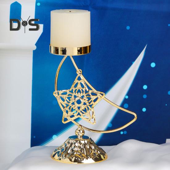 Eid Ramadan Moon Shape Candle Holder Rustproof Corrosion Resistant Candlestick Holder Ramadan Centerpiece Decoration