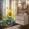 Sunshine Valley Fantasy Sunflower Butterfly Shower Curtain with 12 Hooks for Bathroom Decor