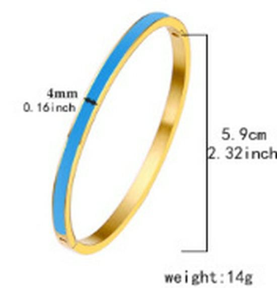 Kvinners 4 mm Gull Emalje Titanstål Armbånd med Spenne