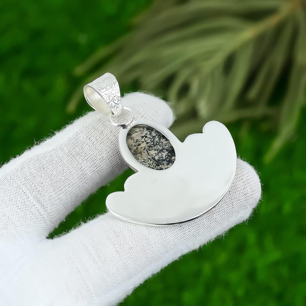 Sisters Day Deal 925 Sterling Silver Natural Honey Dendrite Opal Pendant Jewelry
