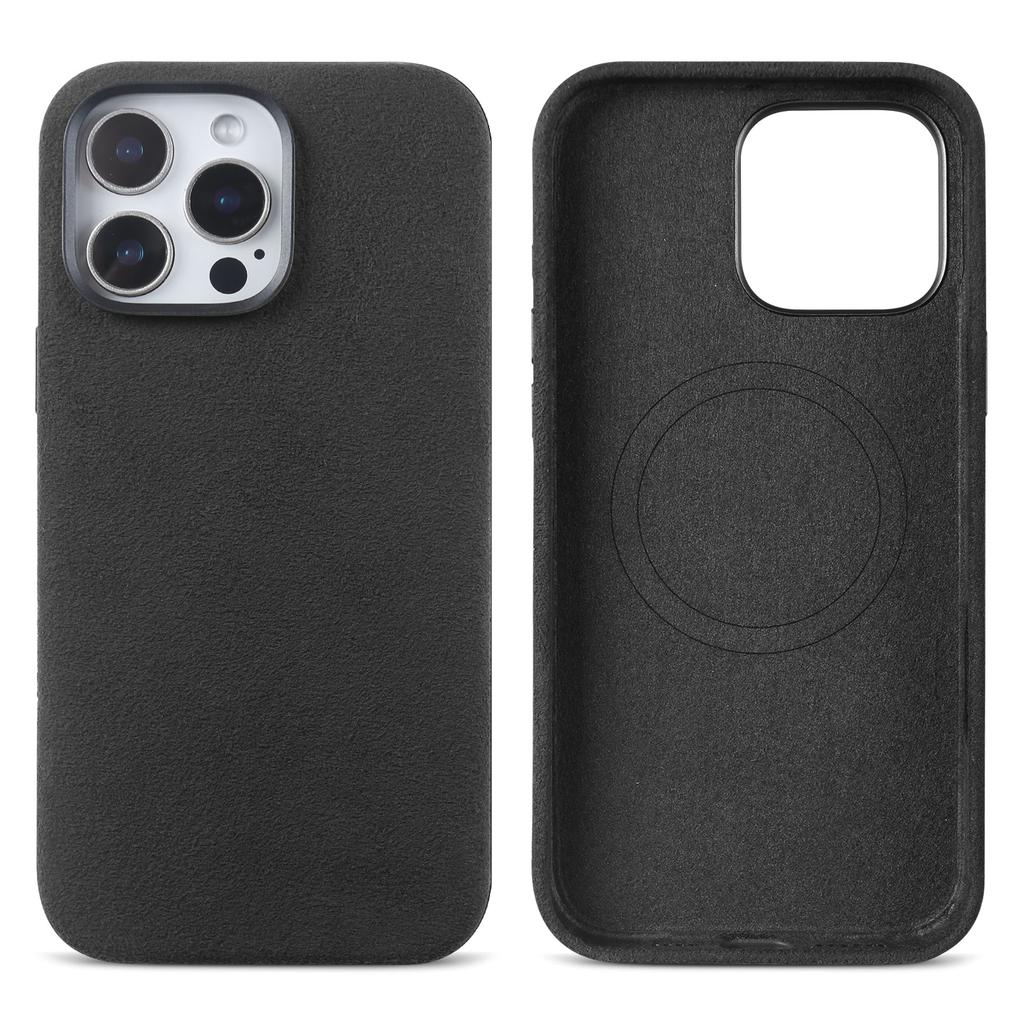 Vollumwickelte magnetische Hülle für ALCANTARA für iPhone 16 Pro Max 16pro Kunstleder Supercar Wildleder Handyhüllen Abdeckung