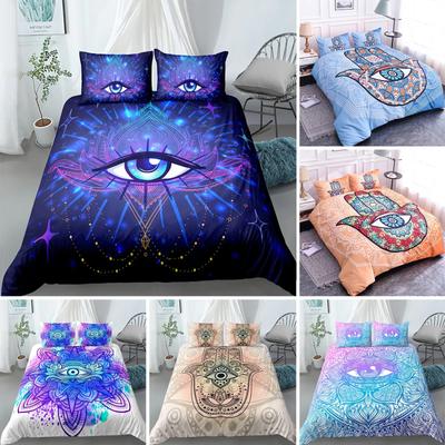 Funda Nórdica Mandala Eyes Rey Reina Juego de Cama Estilo Boho Psicodélico Adolescentes Adultos Mano de Hamsa Ojo del Diablo Funda de Edredón de Poliéster