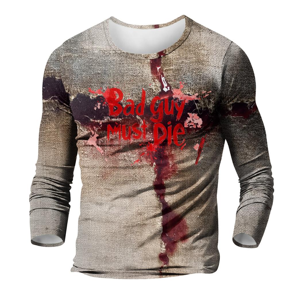Halloween Printed Men's Long-sleeved Top T-shirt Casual Daily Wear