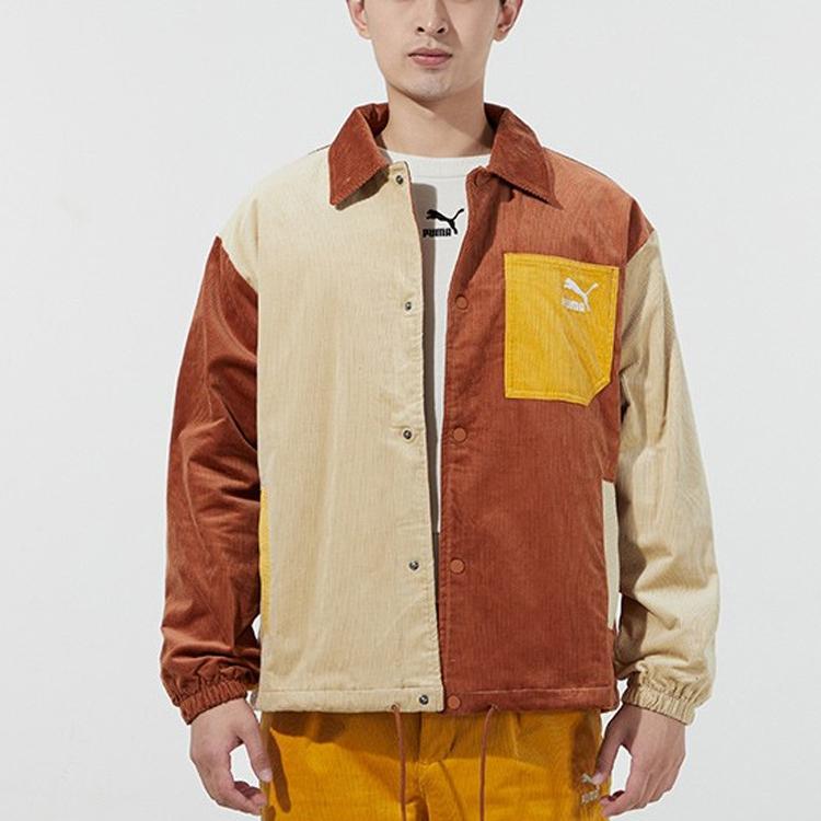 Puma Jachetă sport cu logo țesut cu panouri din catifea Jachete pentru bărbați Cafea 534752-17