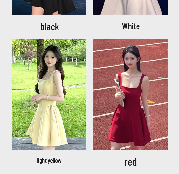 Women's Slim-fit White Moonlight Camisole Dress - Sleeveless Waist-cinching Birthday Style for Early Summer/Spring