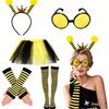 2026 Halloween Bee Cosplay Costume Set with Wings, Cloak, Headband, and Glasses for Adults & Children
