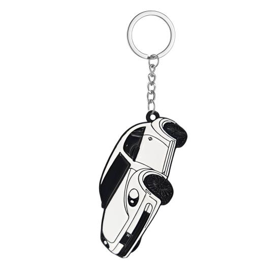 

Keychain Pendant Enamel Coloring Clear Body Lines Beetle Car Shape Keychain with Metal Ring