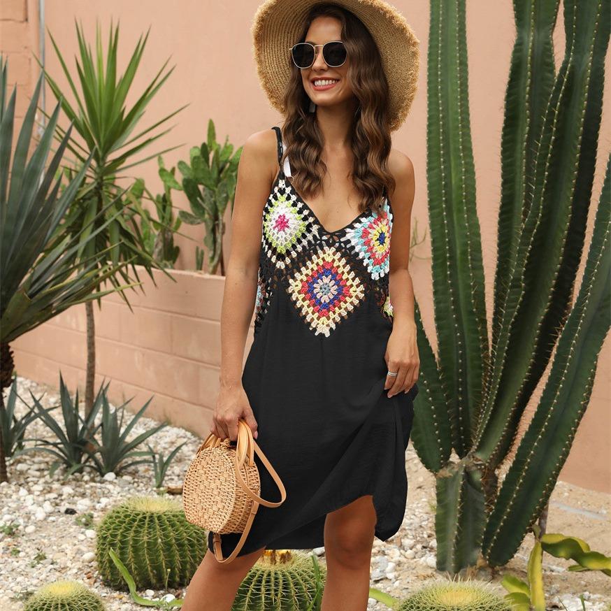 Dámská móda Léto Jaro Geometrický potisk Bez rukávů Výstřih do V Ležérní šaty