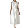 Spring New Women's Clothing European and American Style French Design Round Neck Sleeveless Waist Commuting Temperament Midi Dress