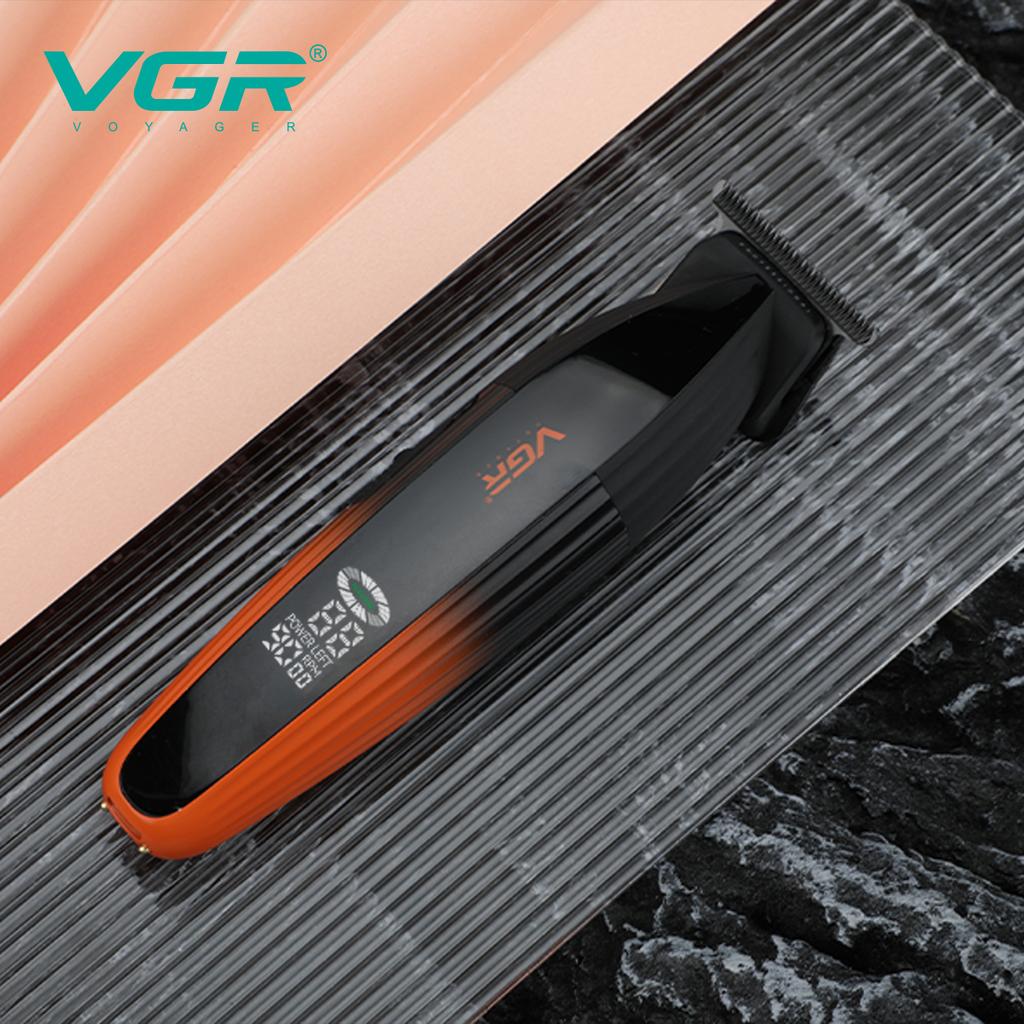 VGR High-end Electric Hair Clipper 9000 RPM Professional Grade Hair Trimmer Gradient Color Metal Body Carving Push Shear with Digital Display V-889T