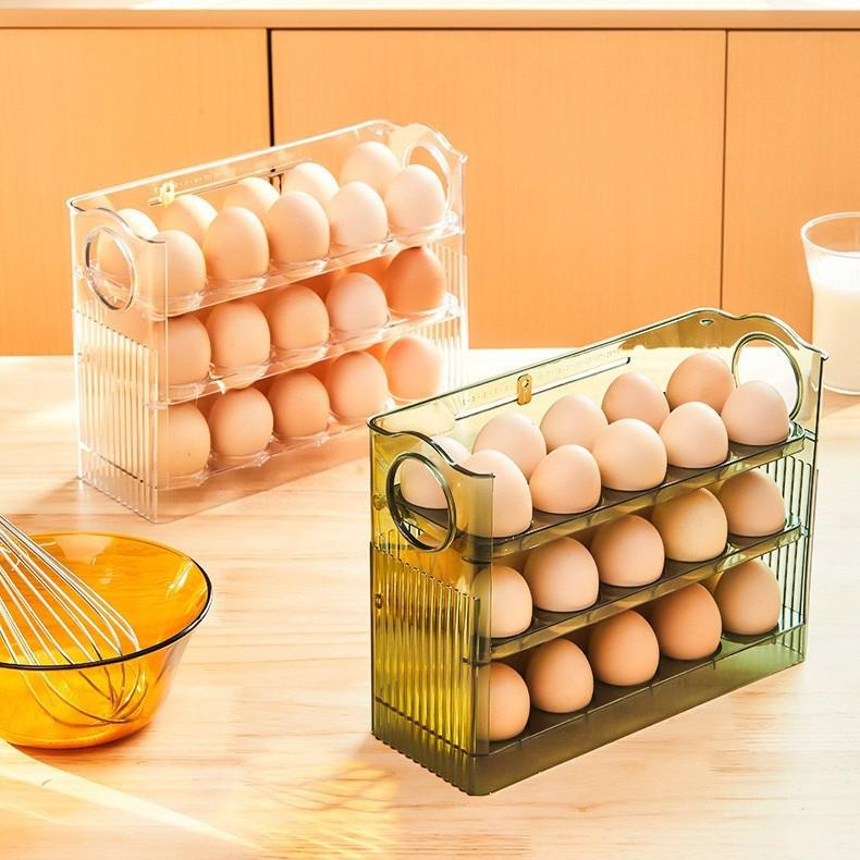 Large Capacity Flip Egg Storage Box with Timer for Refrigerator Door