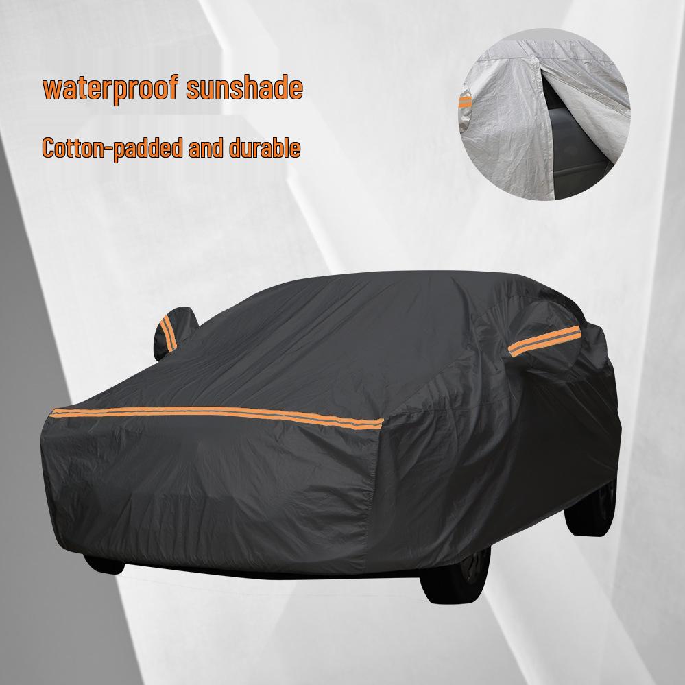 

2024 Premium Black-Silver Car Cover: Sunshade, Waterproof, Dustproof, Thickened PEVA with Cotton Hatchback XXL (up to 4.5m)