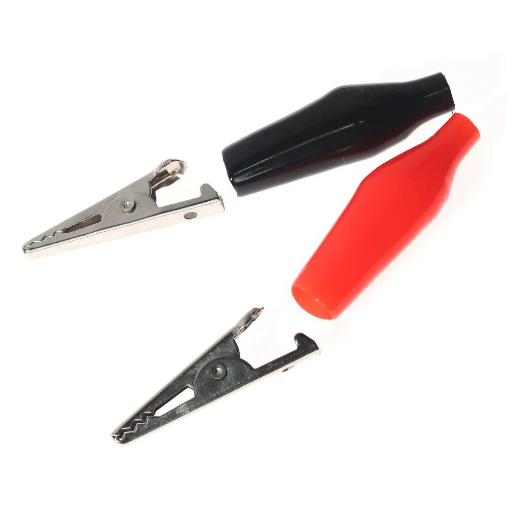 10PCS Alligator Clip 28MM 35MM 45MM Black Red Soft Plastic Coated Testing Probe Mini Alligator Test Clips, Large/Medium/Small