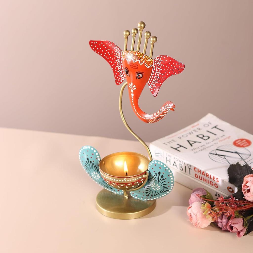 Lord Ganesha Idol Tea Light Holder l Tea Light Holder for Home Decoration, Pooja Room | Corporate Gift Items l Tabletop Gifts for Office Desk