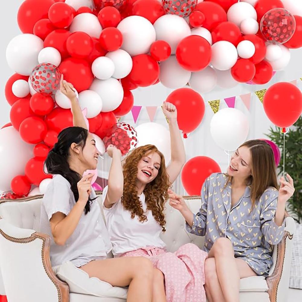 Christmas White Balloons Garland Red Confetti Balloon Arch Kit Birthday Party Baby Shower Wedding Graduation Decoration Globos